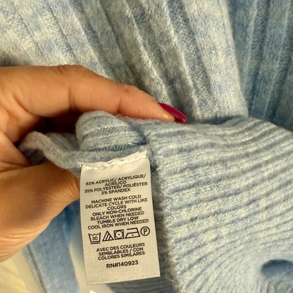 LOFT Soft Blue Cowl Neck Sweater - Extra small - Picture 7 of 8